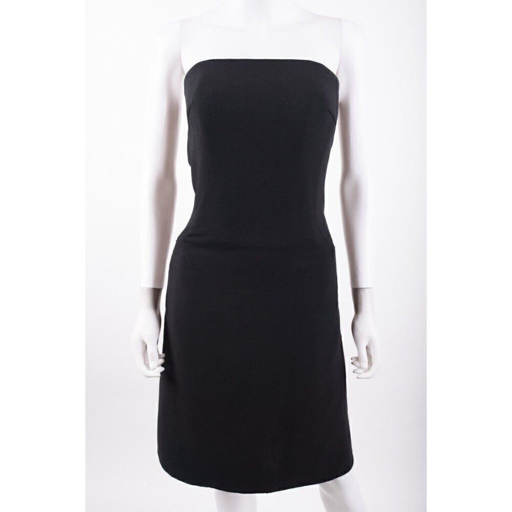 Akris Womens Strapless Sheath Party Cocktail Dress Sz 14 Black Wool Lined NWT